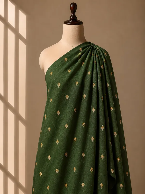 Mehndi_Green_Floral_Butti_Embroidered_Premium_Vichitra_Silk_Fabric_(Price_Per_Meter)