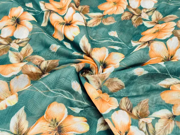 Orange_Floral_Digital_Printed_Teal_Green_Soft_Chanderi_Cotton_Fabric_(Price_Per_Meter)