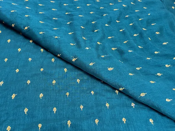 Peacock_Blue_Floral_Butti_Embroidered_Premium_Vichitra_Silk_Fabric_(Price_Per_Meter)