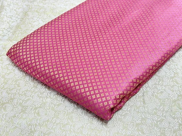 Pink_Petal_Checks_Semi_Banarasi_Brocade_Fabric_(Price_Per_Meter)