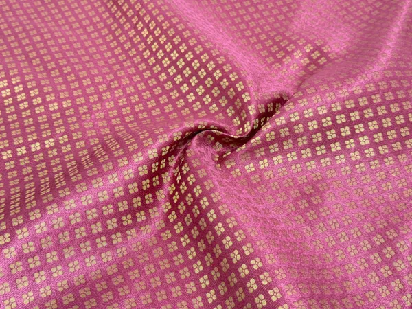 Pink_Petal_Checks_Semi_Banarasi_Brocade_Fabric_(Price_Per_Meter)