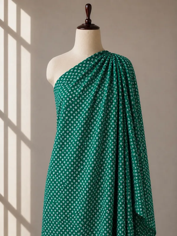 Bottle_Green_Bandhani_Printed_Cotton_Fabric_(Price_Per_Meter)