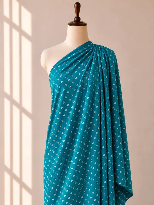 Teal_Green_Bandhani_Printed_Soft_Georgette_Fabric_(Price_Per_Meter)