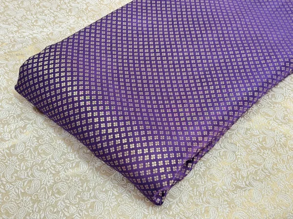 Purple_Petal_Checks_Semi_Banarasi_Brocade_Fabric_(Price_Per_Meter)