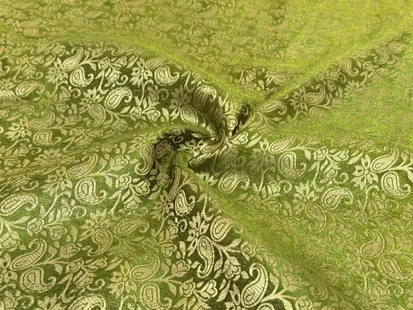 Mehndi_Green_Paisley_Semi_Banarasi_Brocade_Fabric_(Price_Per_Meter)
