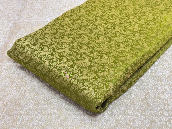 Mehndi_Green_Paisley_Semi_Banarasi_Brocade_Fabric_(Price_Per_Meter)