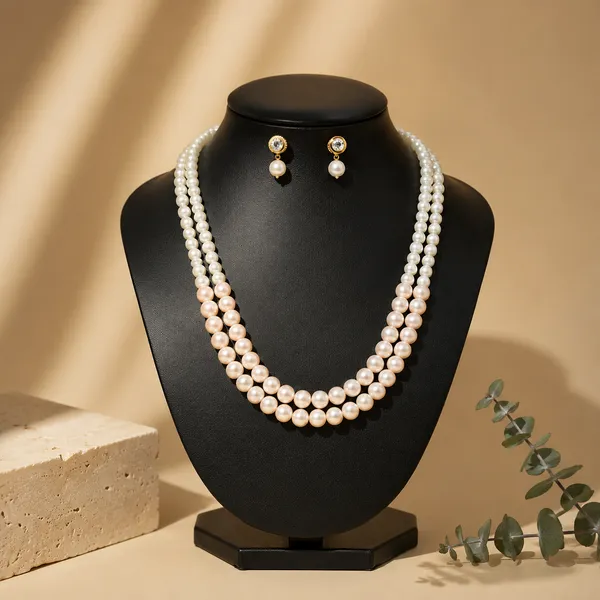 Elegant_Dual-Tone_Pearl_Necklace_&_Earring_Set