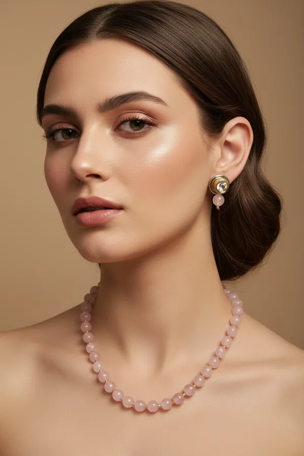 Baby_Pink_Onyx_Necklace_With_Earrings