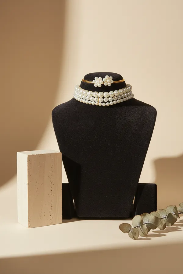 Classic_White_Three-Strand_Pearl_Necklace_&_Earring_Set