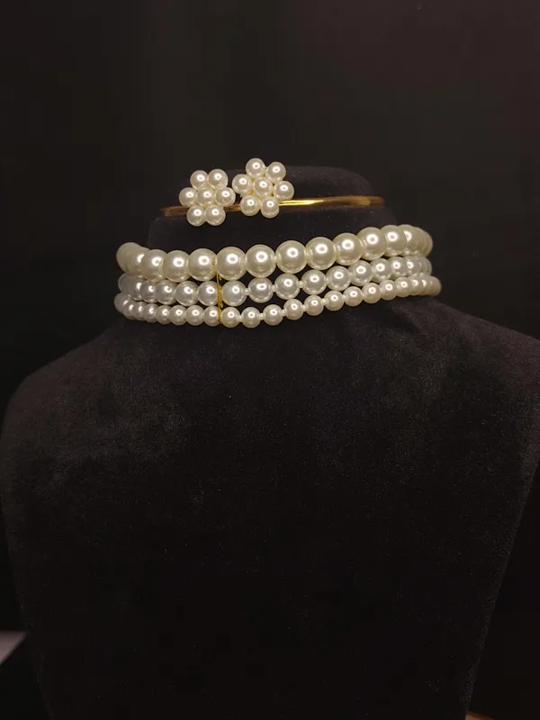 Classic_White_Three-Strand_Pearl_Necklace_&_Earring_Set