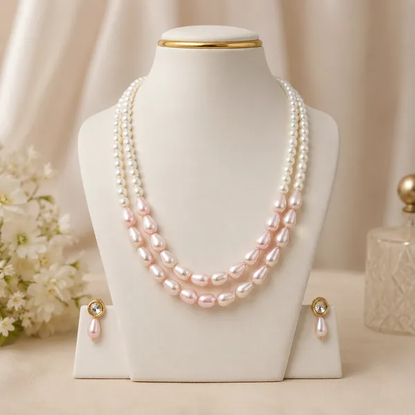 Pink_Drop_Shape_Pearls_With_Round_White_Pearls_Necklace