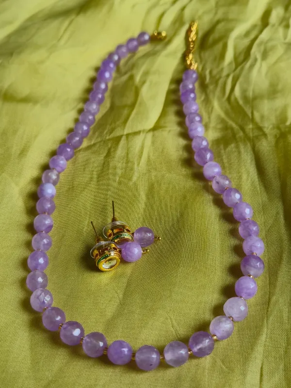Onyx_Delicate_Lavender_Bead_Necklace_&_Earring_Set