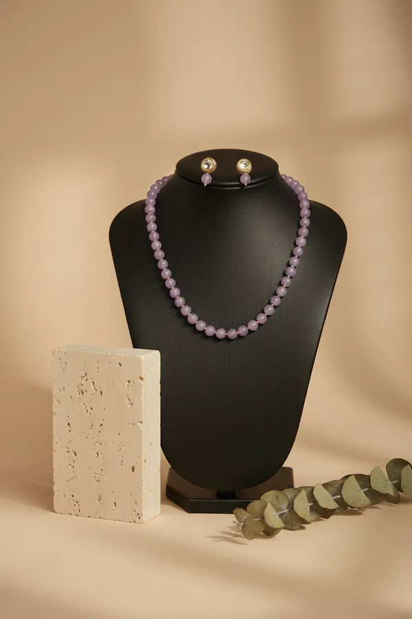Onyx_Delicate_Lavender_Bead_Necklace_&_Earring_Set