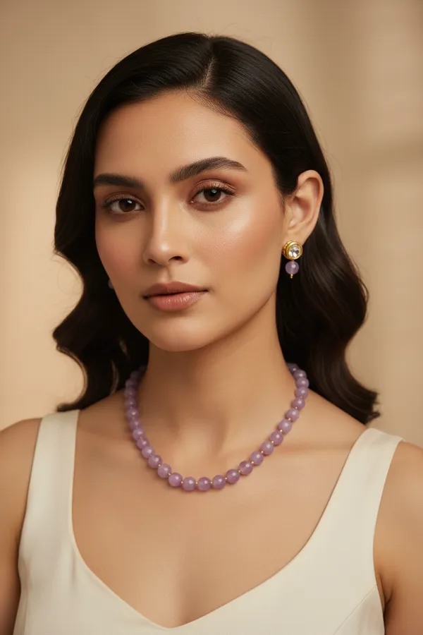 Onyx_Delicate_Lavender_Bead_Necklace_&_Earring_Set
