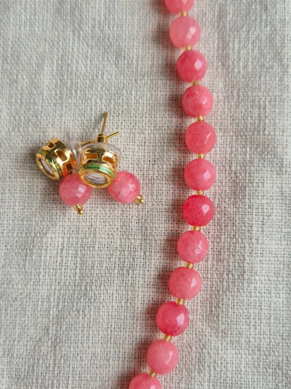 Onyx_Delicate_Pink_Bead_Necklace_&_Earring_Set