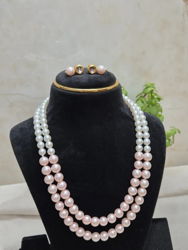 Elegant_Dual-Tone_Pearl_Necklace_&_Earring_Set