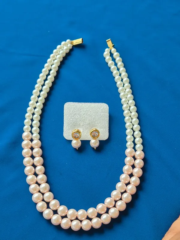Elegant_Dual-Tone_Pearl_Necklace_&_Earring_Set