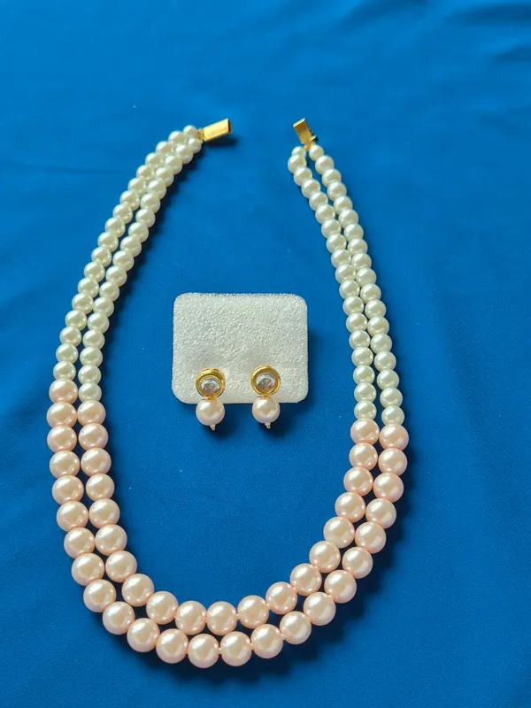 Elegant_Dual-Tone_Pearl_Necklace_&_Earring_Set