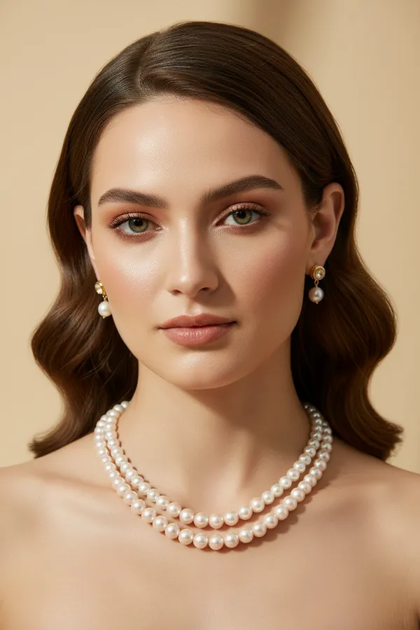 Elegant_Dual-Tone_Pearl_Necklace_&_Earring_Set