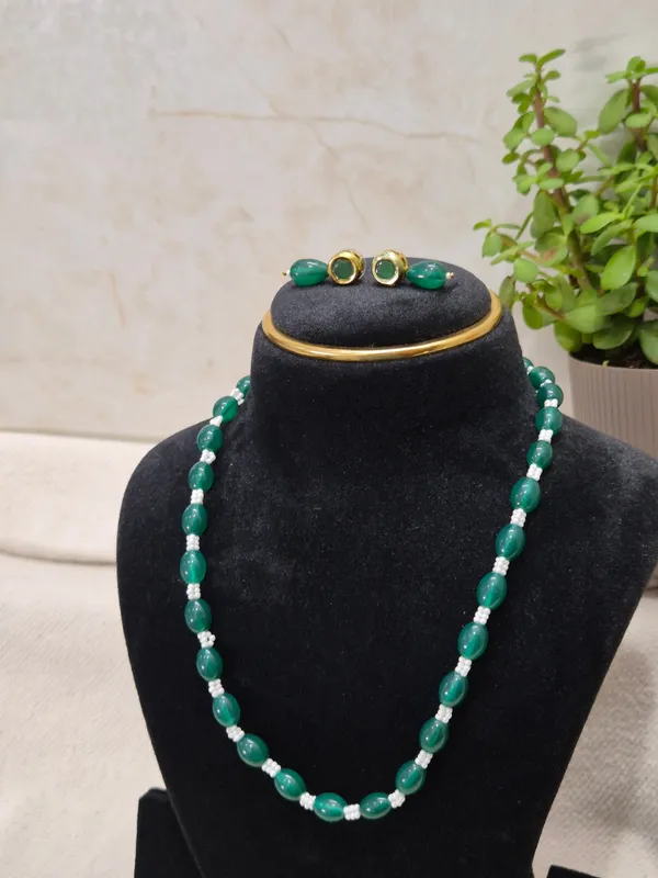 Elegant_Green_Drop_&_White_Bead_Necklace_&_Earring_Set