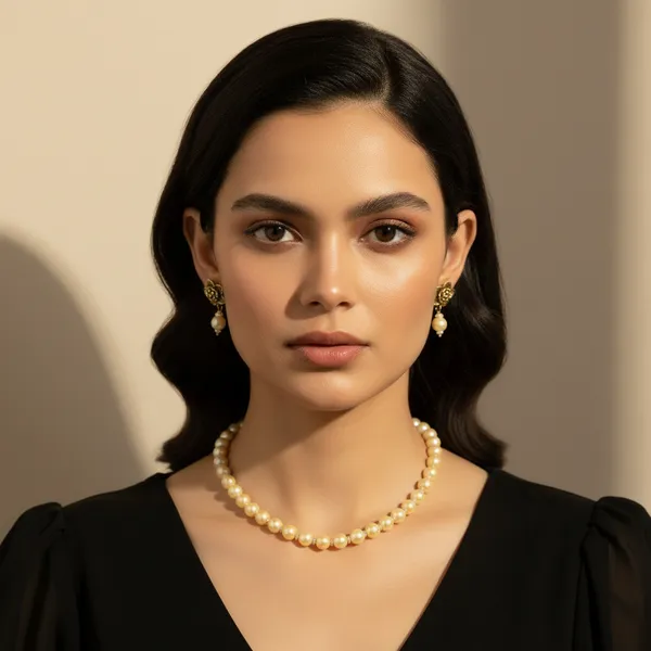 Golden_Shade_Pearl_Necklace_With_Earrings