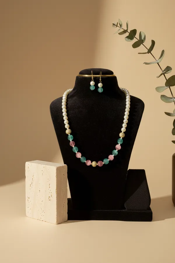 Multicolor_Pearl_With_Matching_Earrings_Necklace_Set