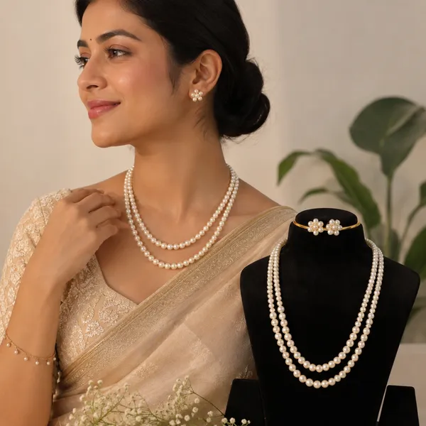 White_Pearl_Long_Necklace_With_Earrings