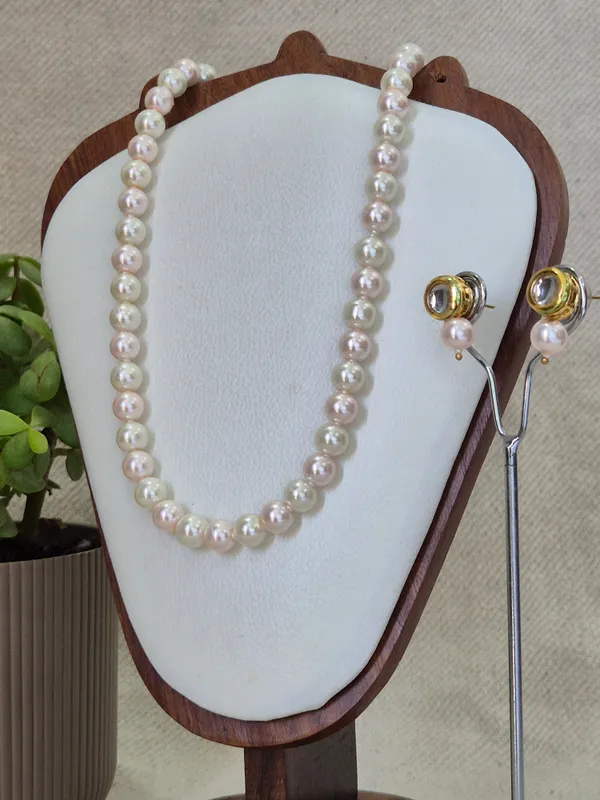 White_Pearl_Combination_Necklace_With_Earrings