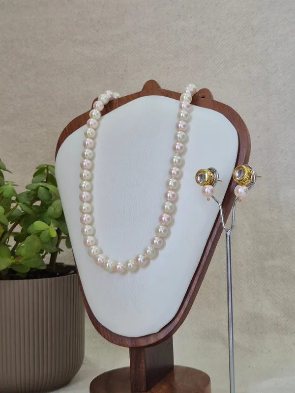 White_Pearl_Combination_Necklace_With_Earrings