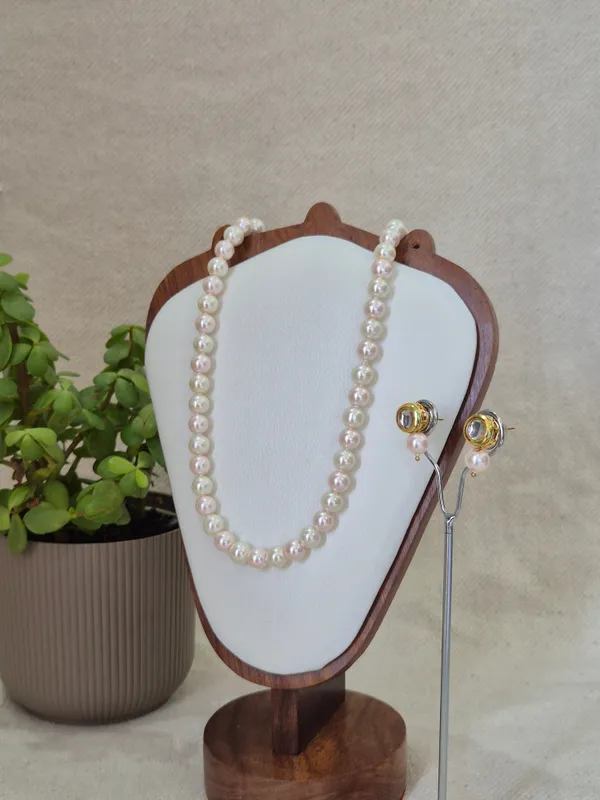 White_Pearl_Combination_Necklace_With_Earrings