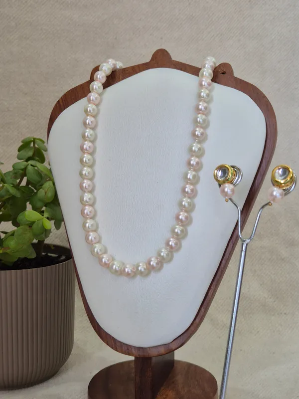 White_Pearl_Combination_Necklace_With_Earrings