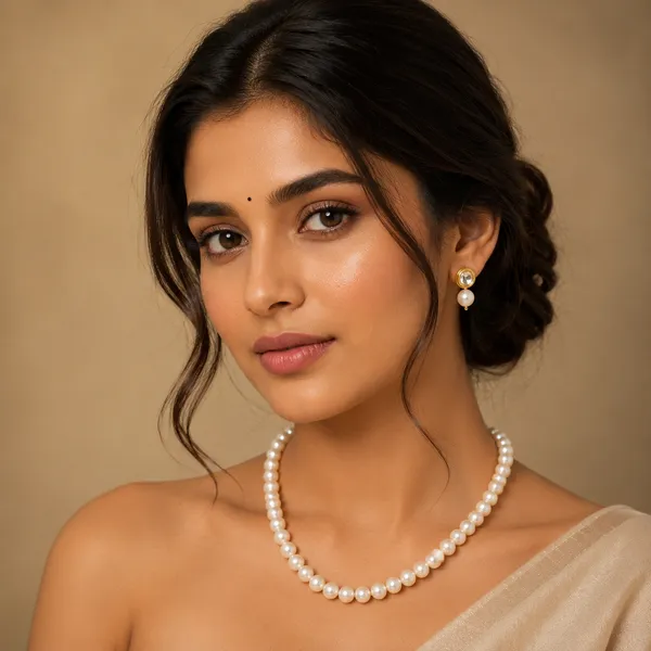 White_Pearl_Combination_Necklace_With_Earrings