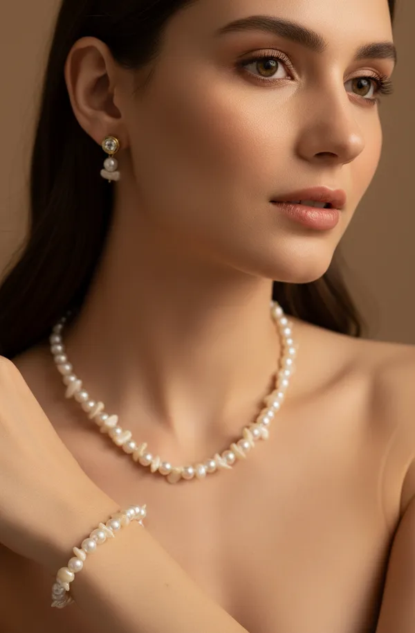 Unique_White_Pearl_Necklace_With_Earring_And_Bracelet