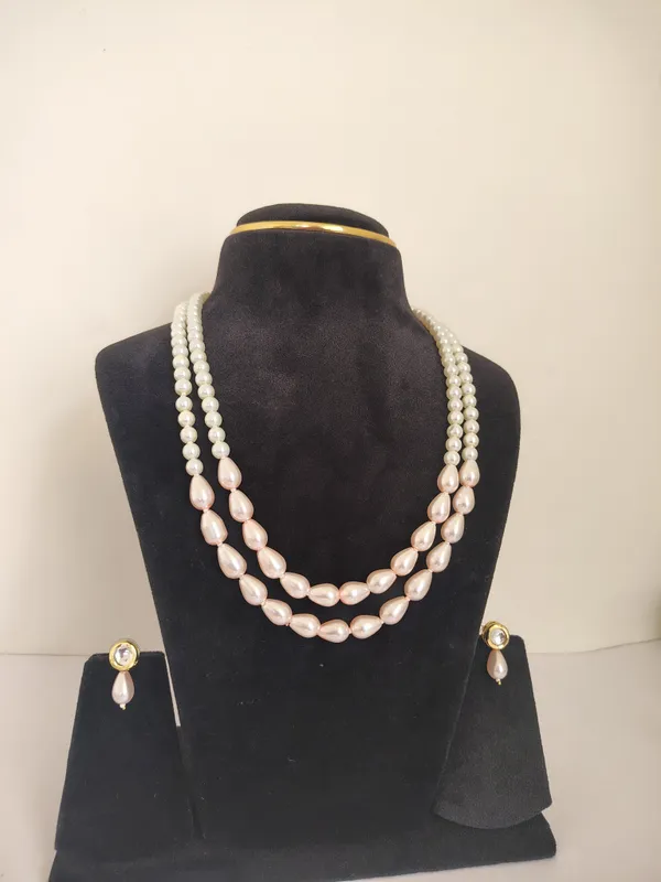Pink_Drop_Shape_Pearls_With_Round_White_Pearls_Necklace
