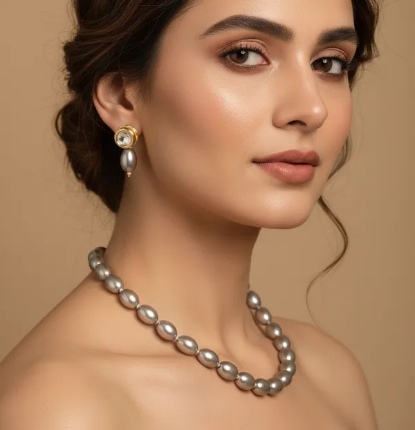 Grey_Drop_Shape_Pearl_Necklace_Gsl344