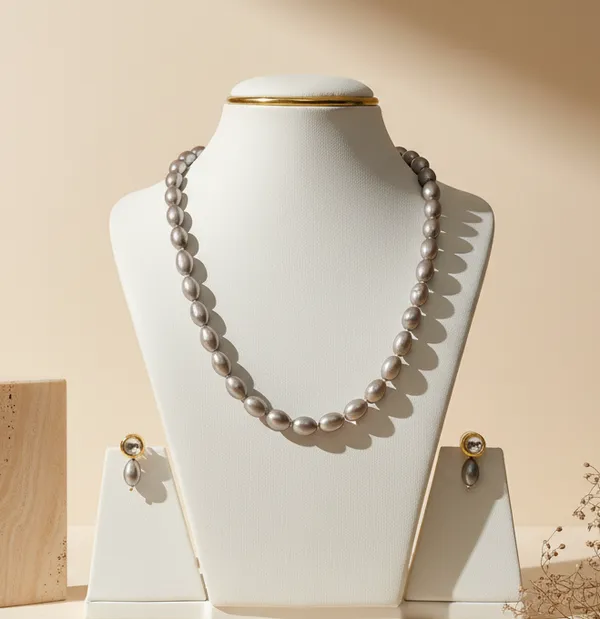 Grey_Drop_Shape_Pearl_Necklace_Gsl344