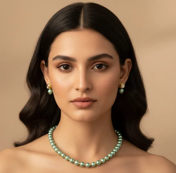Sea_Green_Pearl_With_Golden_Earrings