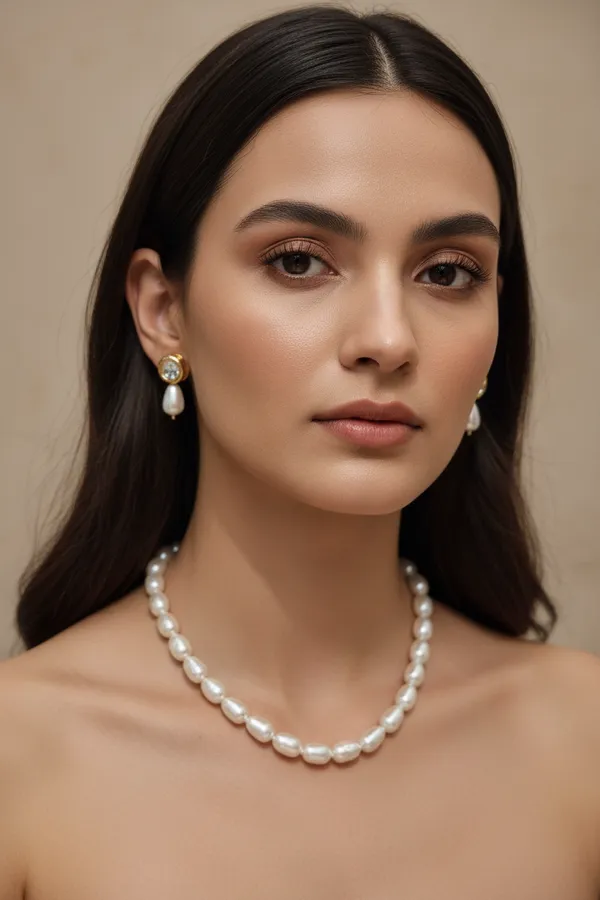 White_Drop_Shaped_Pearl_With_Earrings