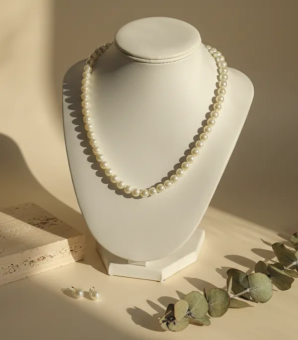 White_Pearl_With_Matching_Earrings