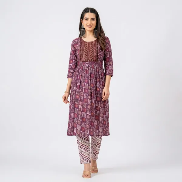 Purple_Pure_Cotton_Kurta_With_Pants_Set_For_Women