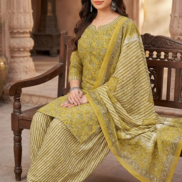Yellow_Pure_Cotton_Kurti_Set_With_Dupatta_For_Women