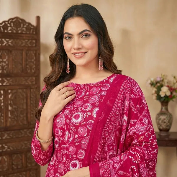 Pink_Pure_Cotton_Kurti_Set_With_Dupatta_For_Women