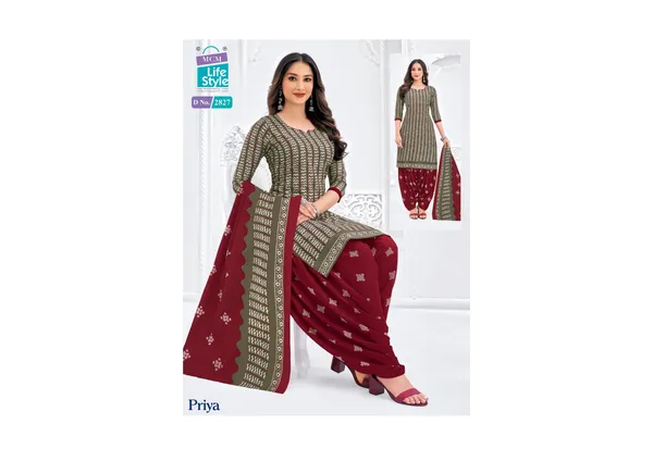 Green_And_Brown_Pure_Cotton_Kurti_Set_With_Dupatta_For_Women