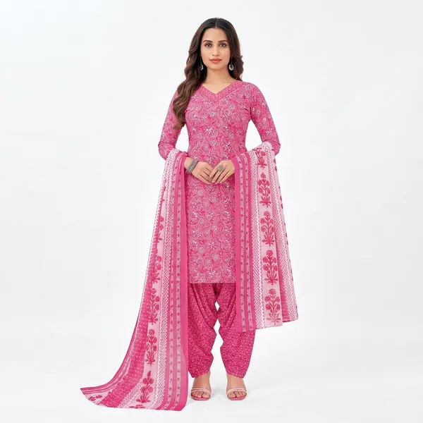 Pink_Pure_Cotton_Kurti_Set_With_Dupatta_For_Women