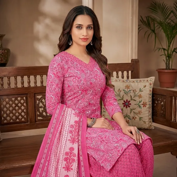 Pink_Pure_Cotton_Kurti_Set_With_Dupatta_For_Women