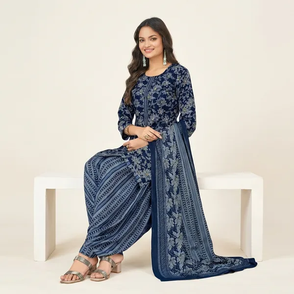 Blue_Pure_Cotton_Kurti_Set_With_Dupatta_For_Women