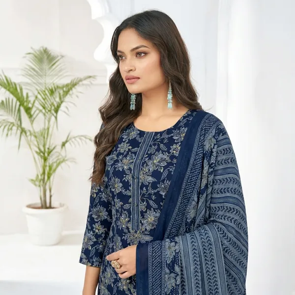 Blue_Pure_Cotton_Kurti_Set_With_Dupatta_For_Women