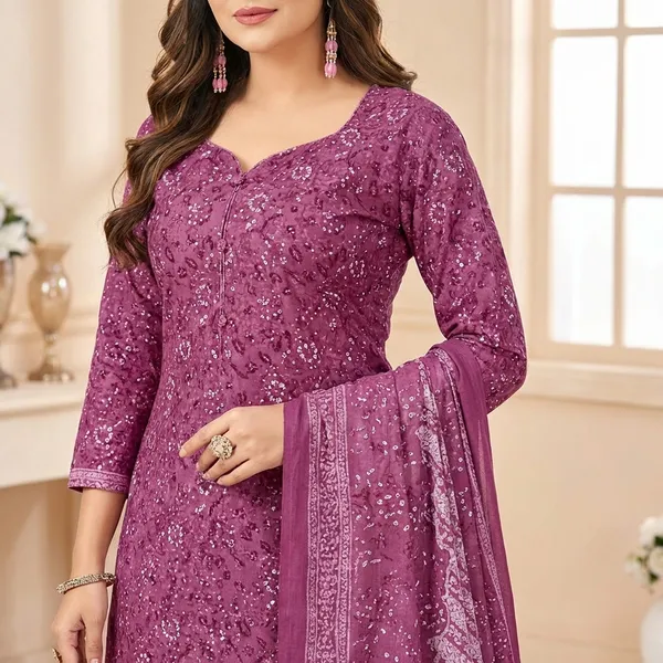 Purple_Pure_Cotton_Kurti_Set_With_Dupatta_For_Women