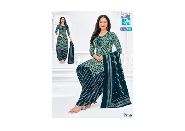 Green_And_Navy_Blue_Pure_Cotton_Kurti_Set_With_Dupatta_For_Women