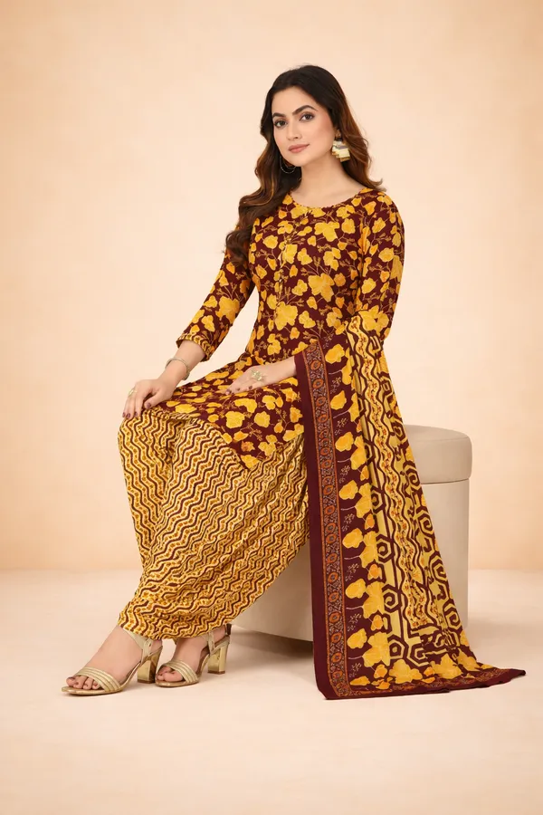 Mustard_Yellow_Pure_Cotton_Kurti_Set_With_Dupatta_For_Women